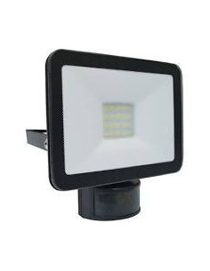 Interelec 402913 Proyector Ext Con Sensor Led 20w Negro De Movimiento 6000k Ip44 (sanson 13007/pir)