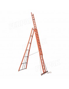 Ferpak Pte-4616 Escalera Dielectrica Tijera Doble 4,90/08,90 Mts 60,00 Kg Aluminio  8 Peldaños 136kg