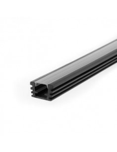 Macroled Pvc-f-3m__ Perfil Pvc X 2 Mts Flat Ext Para Tiras 14x07mm Negro