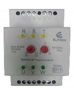 Elibet Ef.1.t+   Selectora De Fase Automatica 10a 3 A 1 C/det Alta Y Baja Elitron, Retorno A Fase R