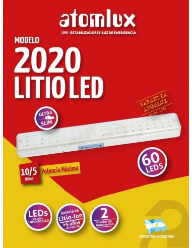 Atomlux 2020 Litio   Luz De Emergencia  60 Leds     5/10 Horas Gtia 2 Años (mas Ligera Y Moderna)