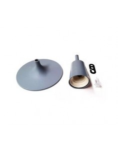 Elkas - Kit Colgante Gris - Portalamparas Pvc + Bobacha + Floron + Prensacable Para Cable Textil ( Sin Cable )
