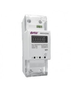 Baw Mmsw2d65 Multimedidor Monofasico Wifi Din (kwh). 5(65) A230v 50hz. Pantalla Lcd 6+1 Digitos. Mide En Pantalla Y En Form