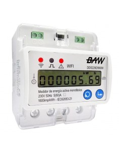 Baw Dds226d560w Medidor De Consumo Monofasico Inteligente Wifi Para Registro De Energía Activa (kwh). 5(60) A 230v 50hz. Pan