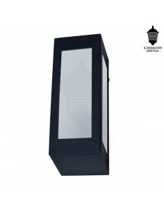 Rustica 2222   Aplique De Pared Negra Chapa Rectangular 1xe27(iluminacion Rustica)