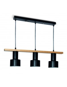 Dabor Tune Colgante 3 X  E27 Madera Y Negro